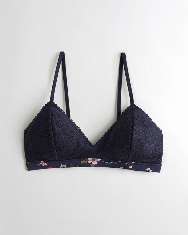 Bralette Hollister Donna Lace Trianglelette With Removable Pads Blu Marino Italia (945PSYDR)